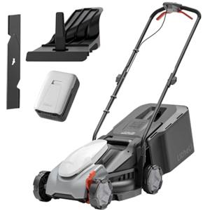 Litheli Tagliaerba Tosaerba a Batteria 33cm, 5.0Ah Batteria, Altezza Regolabile 25-65mm, Sacco 35L, per Prati Fino a 300m² (Motore senza spazzole)