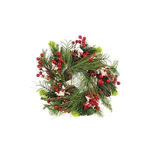 COM-FOUR® Ghirlanda natalizia per porta - Corona dell'Avvento con pigne, bacche e foglie - Ghirlanda decorativa - Decorazione natalizia - Ghirlanda da tavola - Ghirlanda natalizia