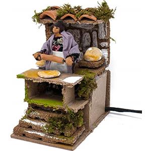 Joy Christmas Pastore per Presepe in Movimento 14 cm x 9 cm che Impasta il Pane
