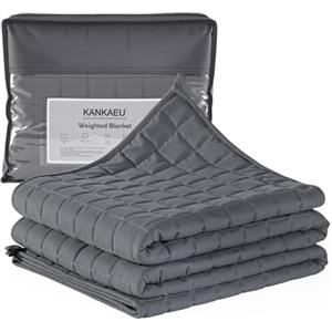 KANKAEU Coperta Ponderata 150x200cm 7kg - Coperta Weighted contro Stress e Insonnia - Weighted Blanket con Pressione Rilassante - Traspirante e Completamente Lavabile (60-80kg)