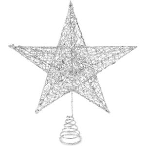 DIELIANHUA 25 cm Stella per Albero di Natale Argento, 2024 Nuovo Modello Puntale a Stella per Albero di Natale, Stelle di Natale, Stelle Decorazioni per Albero di Natale, Decorazione Natalizia