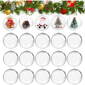 gaoduanluoluo 20 Pezzi Palline di Natale Trasparenti Apribili, Palle Natale Trasparenti da Riempire, Palline Natale per Albero Natale Addobbi, Fai da Te Decorazioni (6cm x 20pcs)