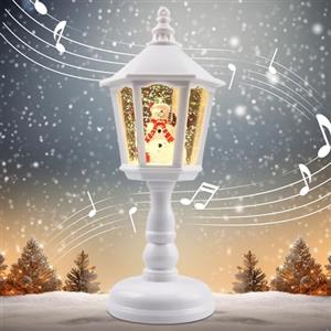Szhhrxi Lanterna di Natale a Globo di Neve con Musica, Retrò Globo di Neve Natalizio Ornamenti, LED Babbo di Lampada di Natale Decorazioni Natalizie, Luce Notturna di Regalo (bianco)