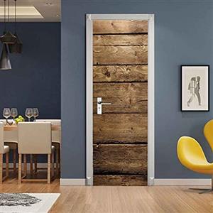 JFEDMN Adesivi per Porte 3D, 90x210cm Tavola di legno nostalgica vintage Carta Parati Porte Autoadesivo Camera da letto Bagno Stanza dei bambini Vinile Removibile Murale Porta Adesivi Murali Casa Deco