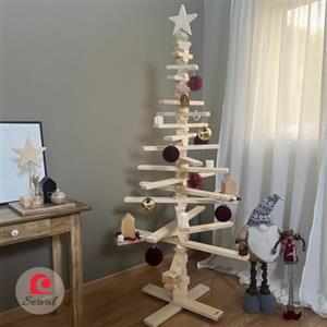 Generico ALBERO DI NATALE IN LEGNO NATURALE MULTIFORME (150cm)