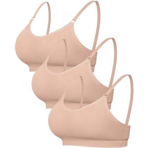 Channo Reggiseno Sportivo Senza Ferretto - Confezione da 3 Senza Cuciture in Nylon Tessuto a Coste Bretelle Regolabili