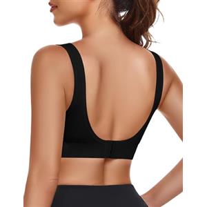 UMIPUBO Reggiseno Sportivo Donna Senza Ferretto Reggiseni Sportivi Push up Bustier Imbottiture Rimovibili Invisibile Top Sportivo Schiena Scoperta Bralette Intimo Corsa Jogging Yoga (Nero, M)
