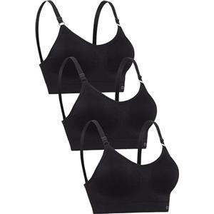 Channo Reggiseno Sportivo Comodo e, Senza Ferretto e Senza Cuciture, con Imbottitura Rimovibile - Confezione da 3, Nero, S/M
