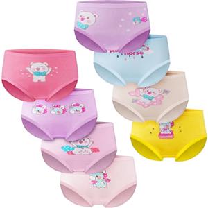 HOTUT Mutandine da Bambina in Cotone, 8 Pezzi Mutandine in Cotone per Bambina, Modello Boxer, Stile Hipster, per Bambine Piccole 2 a 7 Anni