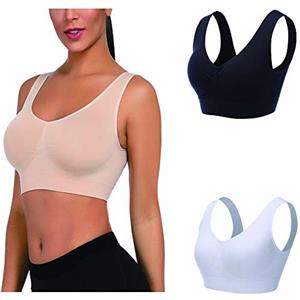 Boolavard, reggiseno da donna morbido senza ferretto, biancheria intima, bralette per attività sportiva, allattamento, da notte, set da 3 pezzi, colore nero, bianco, beige, nero, bianco, beige., XL