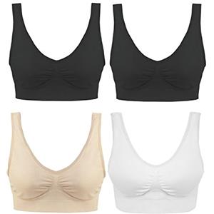 Boolavard 4 Pezzi Bra - Il Reggiseno Comfort. qualità Premium - Miglior Garantita nel Mercato S-XXXL! (3 Set di Colori + Reggiseno Nero Libero, XXXL - Misura del Torace - 46-48in EU 46-50)