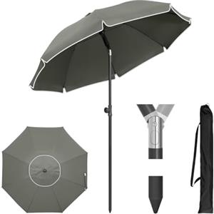 WOLTU Ombrellone da Giardino φ175cm, Ombrellone da Spiaggia con Protezione UPF 50+, Portatile Regolabile in Altezza e Inclinazione, Borsa per Trasporto, per Balcone/Giardino/Spiaggia, Grigio Scuro