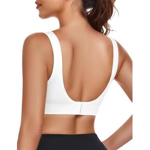 Yuson Girl Reggiseno Sportivo Donna Schiena Aperta Invisibile sotto i Vestiti Senza Cuciture Imbottitura Rimovibile Reggiseno Yoga Pilates(Bianco, M)