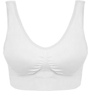 Boolavard Reggiseno sportivo da donna, colori vari bianco bianco