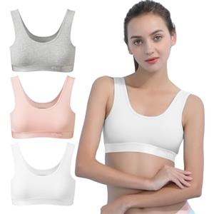 INNERSY Reggiseno sportivo bustier da bambina in cotone senza ferretto Bralette per bambini fino a adolescenti, 6-16 anni, confezione da 3, 14-16 anni