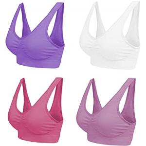 Boolavard® TM Reggiseno delle Donne Senza Giunte del Reggiseno Libero Crop Top Vest New Reggiseni Sportivi Bandeau Comfort Comfy (Bianco Lilla Viola e Rosa Cerise, XXL (40-42))