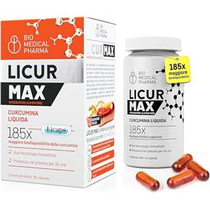 Bio Medical Pharma Curcuma capsule alta concentrazione - 185x biodisponibilità, curcumina micellare NovaSOL, senza piperina e senza vitamina D, vegana (30 capsule)