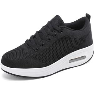 Hsyooes Donna Sneaker Scarpe Dimagranti Scarpe da Ginnastica Casual Tennis Piattaforma Running Sneakers Fitness Sportive Zeppa Outdoor Scarpe Passeggio 42EU Nero D