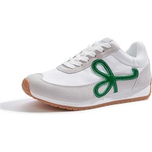 LUCKY STEP Scarpe da Ginnastica Donna Moda, Low Top Classico e Retro, Comode per Camminare e Running, Stile Casual (Grigio/Verde, 11US-41EU-8UK)