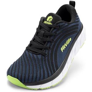 FitVille Scarpe Running Uomo Pianta Larga Sneaker Leggere Scarpe da Ginnastica da Corsa Traspiranti Jogging Scarpe Passeggio Larghe Blu Scuro con Nero 50 EU Larga