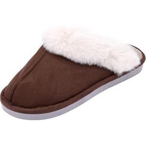 JOMIX Pantofole Uomo Invernali con Pelliccia Sinteica Morbida Ciabatte da Casa in Tessuto Caldo Suola Leggero Antiscivolo in PVC Slippers da Interno Comode MIS255234 Marrone 42/43