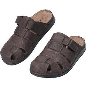 JOMIX Sabot Uomo con Chiusura a Strappo Ciabatte Chiuse Davanti Regolabili Sandali Bassi Leggeri e Suola Antiscivolo per Casa e Esterno, MOX260374, Cammello, 42 EU