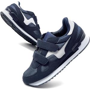 JOMIX Scarpe con Strappo Uomo Comode Ginnastica Tennis Camminata Passeggio Sneakers Senza Lacci SU8138 (Blu Navy Bianco, 42)