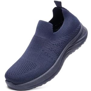 JOMIX Sneakers Donna Slip On Senza Lacci Scarpe da Corsa Leggere Traspiranti Antiscivolo Ammortizzate per Passeggiata Fitness Yoga Palestra Outdoor (Blak,39)