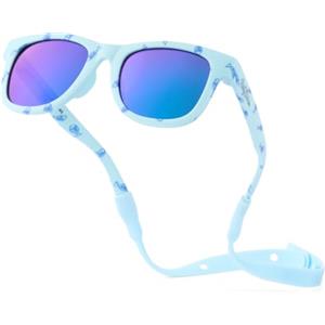 BABY SUNNIES Occhiali da sole polarizzati per bambini, con cinturino, infrangibili, flessibili, per neonati da 0 a 24 mesi, Pesce Blu, Baby