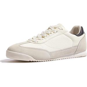 LUCKY STEP Scarpe Basse in Pelle per Donna - Sneakers alla Moda con Lacci, Scarpe Casual per Tennis e Uso Quotidiano (Beige/Gris, 9US-39EU-6UK)