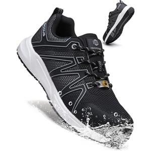 CYKYGGO Scarpe Antinfortunistiche Uomo S3S Scarpe da Lavoro Donna Impermeabili SRC FO ESD Leggere Puntale in Fibra di Vetro Nero EU 36