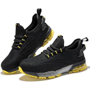 SPIEZ Scarpe Antinfortunistiche Uomo Donna, Punta Composita con Ammortizzatore ad Aria, Scarpe da Lavoro Leggere e Antiscivolo Traspiranti Nero Blu/Nero Verde EU36-46
