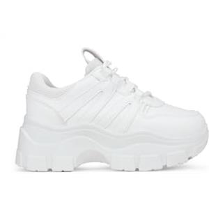 BOSANOVA Scarpe con Total Look Bianco, Dettaglio Trekking sui Lacci e Leggera Suola Platform da 6,5 cm. Chiusura con lacci. Scarpe da donna, bianco, 37 EU