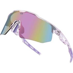 ULTR Occhiali Ciclismo Uomo & Donna - Occhiali da ciclismo per Herren & Damen di alta qualità con protezione UV 400 - Schnelle Brille ideale per il ciclismo o la corsa (Clear-Purple (lente viola))