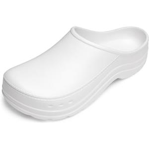 Ladeheid Zoccoli Sanitari Uomo Impermeabili Sabot Uomo Eva Leggeri Clogs da Giardino Ciabatte Sanitarie per Cucina Ospedale Lavoro con Suola Aderente LA-CA-24 (Bianco, 41)