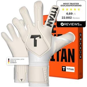 T1TAN Legend White-Out Guanti da portiere per allenamenti e partite, bambini e adulti, guanti professionali, schiuma adesiva Gecko Grip da 4 mm, taglia 6