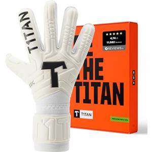 T1TAN Classic 1.0 White-Out Junior - Guanti da portiere per bambini - con protezione delle dita - guanti da portiere di calcio - taglia 5