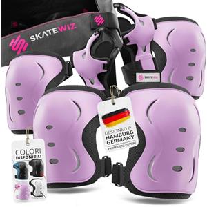 SKATEWIZ Ginocchiere Bambini - Pattini da Ghiaccio - Protezione Bambina - Protezioni Skateboard Bambino, BMX, Roller, Bicicletta Regalo di Natale - IMPACT Taglia M Rosa Nero