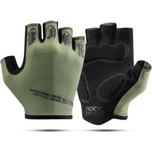 ROCKBROS Guanti da ciclismo da uomo e da donna, a mezza dita, antiscivolo, ammortizzanti, estivi, per mountain bike, bici da corsa, colore nero, L