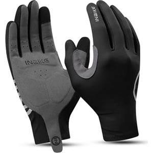 INBIKE Guanti Ciclismo Uomo Guanti MTB Guanti Bici Antiscivolo Traspirante Touch Screen per Corsa, Guida, Arrampicata da Uomo e Donna Nero,S