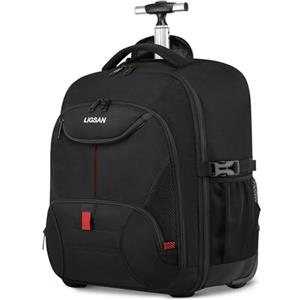 LIGSAN Zaino Trolley per PC Portatile Borsa per Laptop Zaino con Ruote Porta PC Portatili 17 pollici Impermeabili Valigia per Computer Zaino Bagaglio a Mano Zaino Viaggio con Ruote per Uomo Donna -Nero