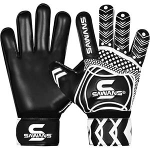 SAWANS Guanti da Portiere Attrezzatura da Allenamento per Calcio per Bambini Ragazzi Giovani Adulti Uomini Guanti da Portiere Grip Protezione del Palmo Doppio Strato Traspirante Portiere (Nero, 7)