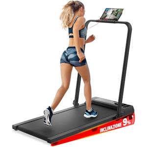YM Tapis Roulant Salvaspazio 12 km/h, MARCHIO ITALIANO, Inclinazione, Pieghevole, Elettrico, Tappeto Corsa XL, Telaio Rinforzato, Display, Porta Tablet, ASSISTENZA e GARANZIA ITALIA Your Move TD 500
