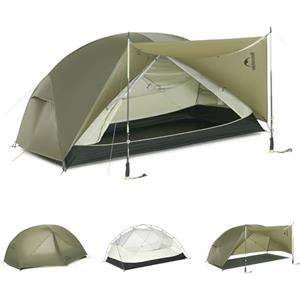 Naturehike Mongar Pro Tenda ultraleggera Antivento Impermeabile Tenda da trekking Portatile Tenda per 2 persone 3-4 stagioni per campeggio Escursionismo (Verde oliva/2 persone)