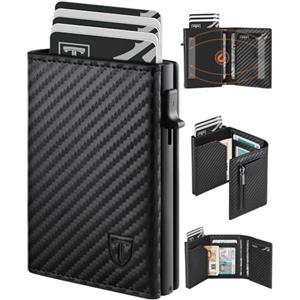 TEEHON Portafoglio Uomo Slim con Chiusura Magnetica & Protezione RFID | Piccolo Pelle Porta Carte di Credito Uomo con Portamonete | Portafogli Uomo Pop-up Carte Scatola Regalo Nero
