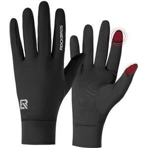 ROCKBROS Guanti da Ciclismo Invernali Donna Uomo, Guanti Termici Bici Antiscivolo e Elastico con Touch Screen, Sportivi per MTB Alpinismo Trekking Corsa Guida Sci, Nero, L