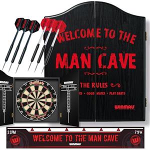 Winmau Man Cave - Set regalo per freccette con bersaglio, freccette, frecce e linea di lancio