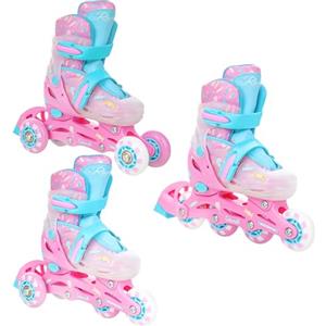 Raven - Pattini a rotelle per bambini, ragazze, adulti, bambini - Pattini a rotelle 3 in 1 con pattini quad, per principianti - Regolabili - Caramell, 30-33 (18,5-20,5cm)
