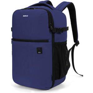 ECOHUB Zaino Ryanair 40x20x25, Zaino da Viaggio per Aereo per Laptop da 14 Pollici, Zaino Riciclato Resistente All'acqua Bagaglio a Mano per Scuola Lavoro e Trekking, 20L-Blu scuro
