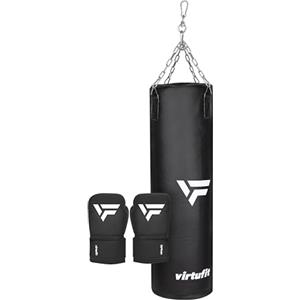 VirtuFit Set kickboxing Senior - sacco da boxe e guanti da boxe - set da boxe per adulti - kickboxing & boxe - 25 kg - nero